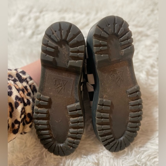 YRU Slayer Checkered Goth Emo Punk Scene Y2K Platform Combat Boots Black White 8 - Picture 8 of 11